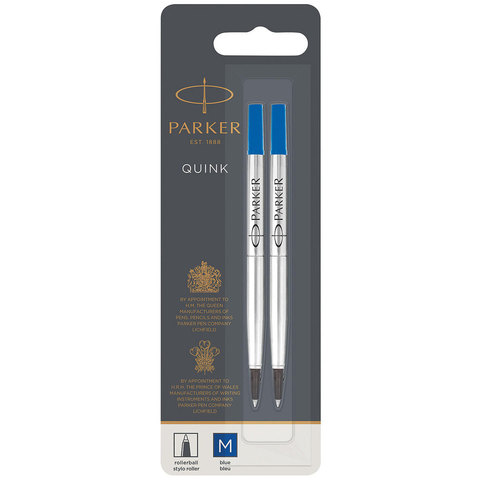 Parker Стержень для ручки-роллера,  М, синий, 2 шт (в блистере)