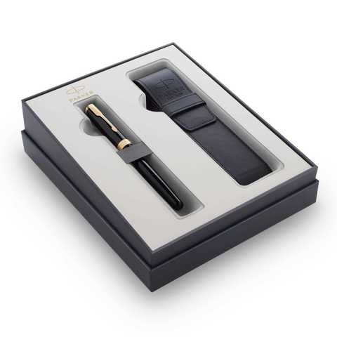 Набор подарочный Parker Sonnet - Black GT, перьевая ручка, M + чехол