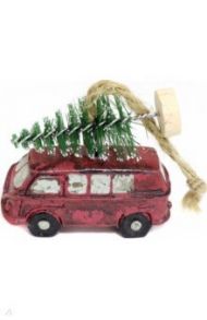Новогоднее подвесное украшение Красный фургон с ёлкой