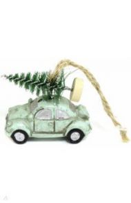 Новогоднее подвесное украшение Зеленый автомобиль с елкой