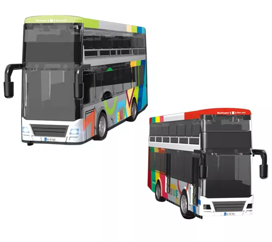 Модель автобуса двухэтажный металлический со светом и звуком, инерционный 20 см. (YD6631A)