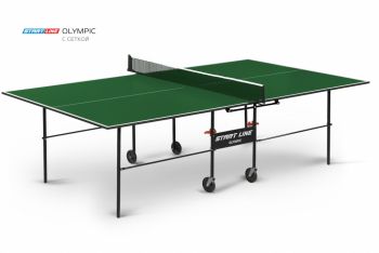 Теннисный стол Olympic green с сеткой - стол для настольного тенниса для частного использования со встроенной сеткой. 6020-1