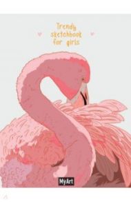 Скетчбук Trendy sketchbook for girls. Фламинго, 64 листа