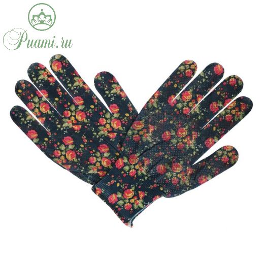Перчатки нейлоновые, с ПВХ точками, размер 8, МИКС, «Цветы»