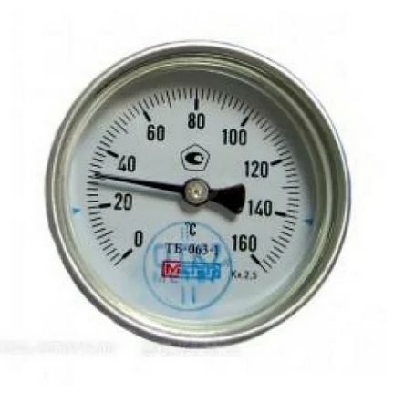 Термометр б/м ТБ-063-1 0-160*,кл.точн. 2,5,гильза 1/2, L штока - 60мм, Метер