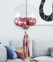 Шар Bobo, 20 дюймов, прозрачный шар  с розовым шариками внутри