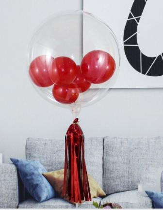Шар Bobo, 20 дюймов, прозрачный шар  с красными шариками внутри