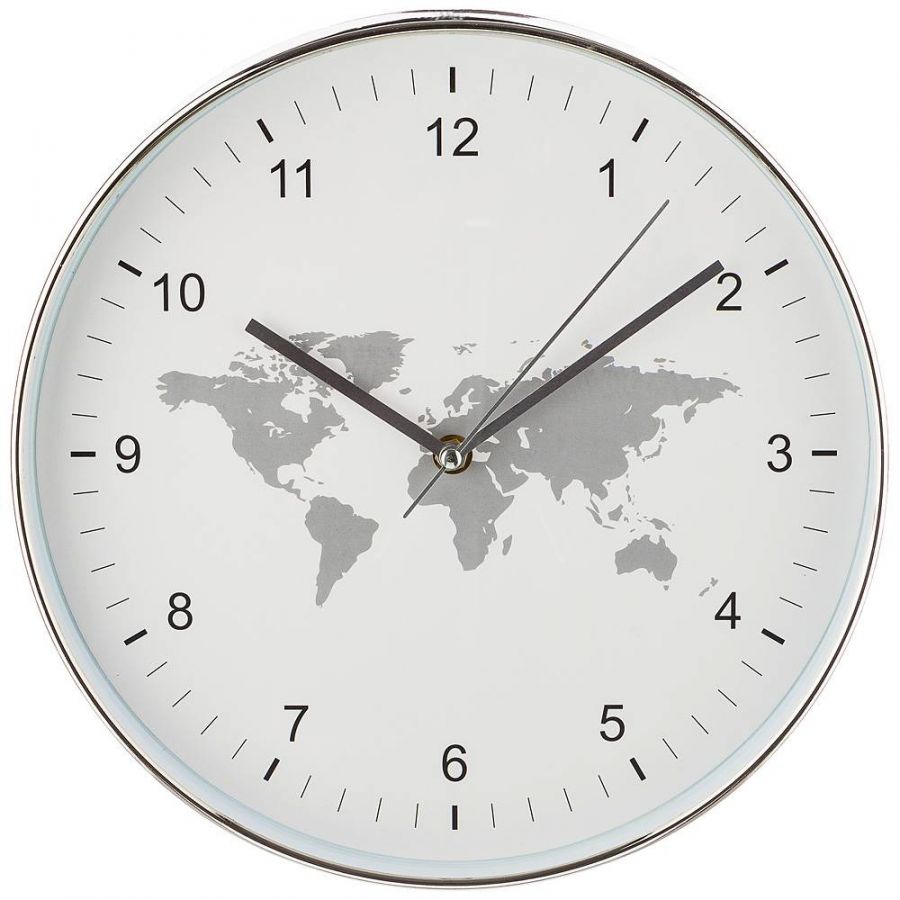 Часы настенные кварцевые "World map" диаметр=30 см. циферблат 29 см. цвет: белый