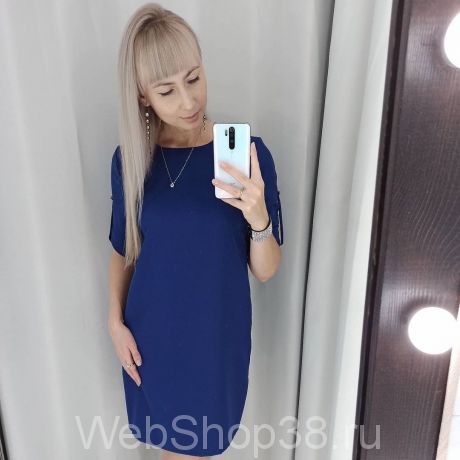 Платье прямого кроя цвет синий