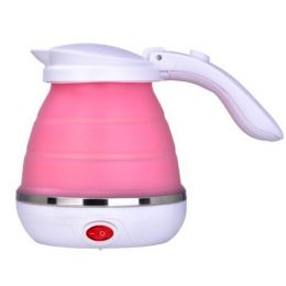 Складной дорожный электрический чайник Collapsible Silicone, 600 мл, цвет Розовый