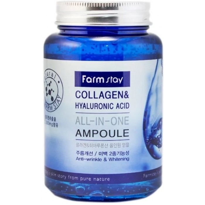 Ампульная сыворотка с гиалуроновой кислотой и коллагеном FarmStay Collagen Hyaluronic Acid All-In-One Ampoule