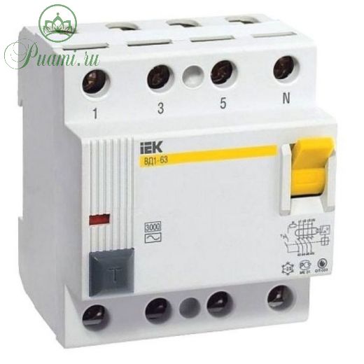 УЗО IEK, четырехполюсный, 32 A, 30 mA, тип AC, ВД1-63, MDV10-4-032-030