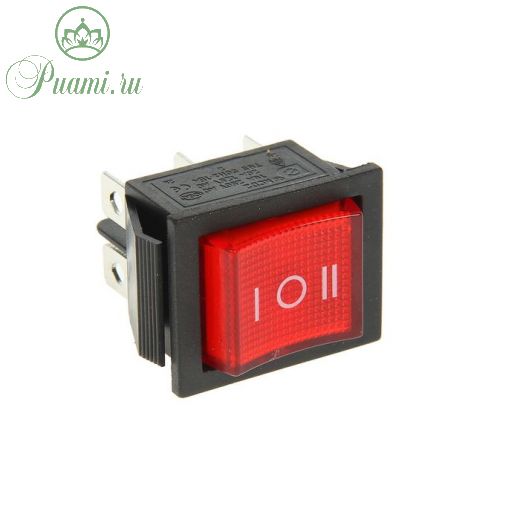 Выключатель клавишный REXANT RWB-509, 250 В, 15А (6с), ON-OFF-ON, красный, с подсветкой,