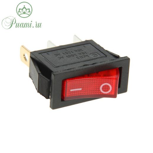 Выключатель клавишный REXANT RWB-404, 15А (3с), 250 В, ON-OFF, красный, с подсветкой