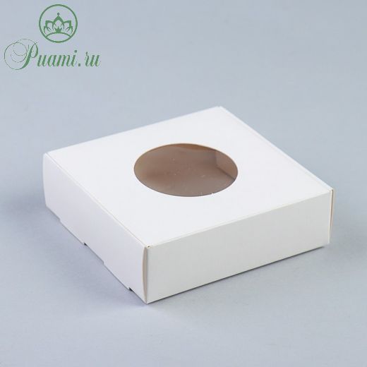 Коробка для печенья, с окном, белая, 10 х 10 х 3 см
