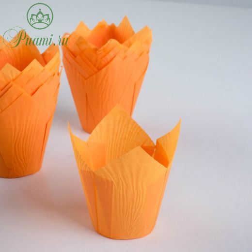 Форма для выпечки "Тюльпан", оранжевый, 5 х 8 см