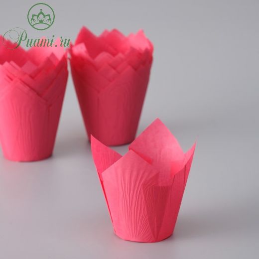 Форма для выпечки "Тюльпан", темно-розовый, 5 х 8 см