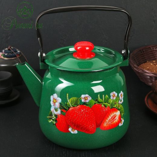 Чайник «Клубника садовая», 3,5 л, цвет зелёный