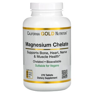 California Gold Nutrition, хелат магния, 105 мг, 270 таблеток