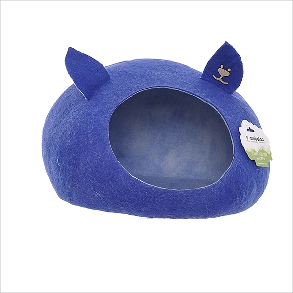 Домик для кошек и собак Zoobaloo Уютное гнездышко с ушками синий 40х40х20см
