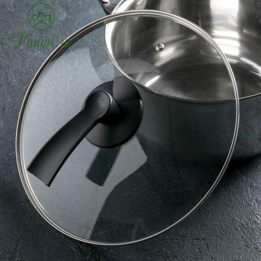 Крышка для сковороды и кастрюли стеклянная, d=28 см, с пластиковой ручкой