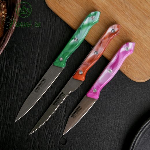 Набор ножей «Универсал», 3 шт: ножи: 8 см, 12 см, 13 см, цвет МИКС