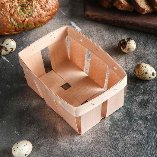 Корзинка из шпона, под 6 куриных яиц, с крышкой, 15 х 10 х 7 см