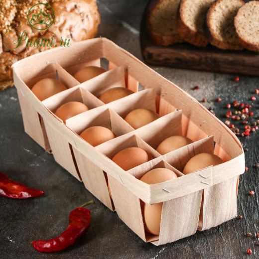Корзинка из шпона, под 10 яиц, без крышки, 24 х 11 х 7 см