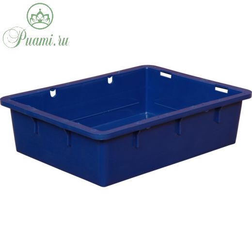 Ящик сырково-творожный (без крышки), конусный, сплошной 532х400х141 синий