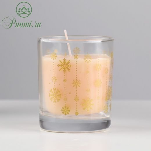 Ароматическая новогодняя свеча в стакане "Нежная ваниль"