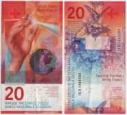 Швейцария 20 франков ПРЕСС aUNC