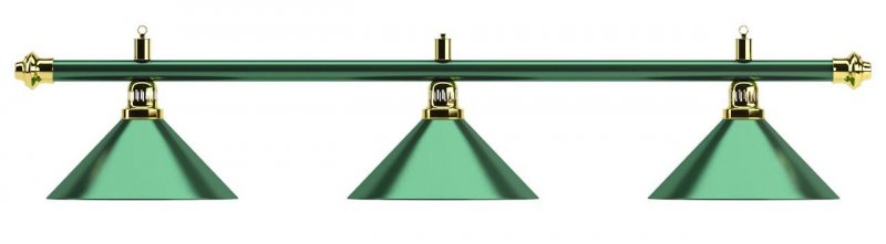 Лампа на три плафона Allgreen D35 (зелёная штанга, зелёный плафон D35см), артикул 75.000.03.0