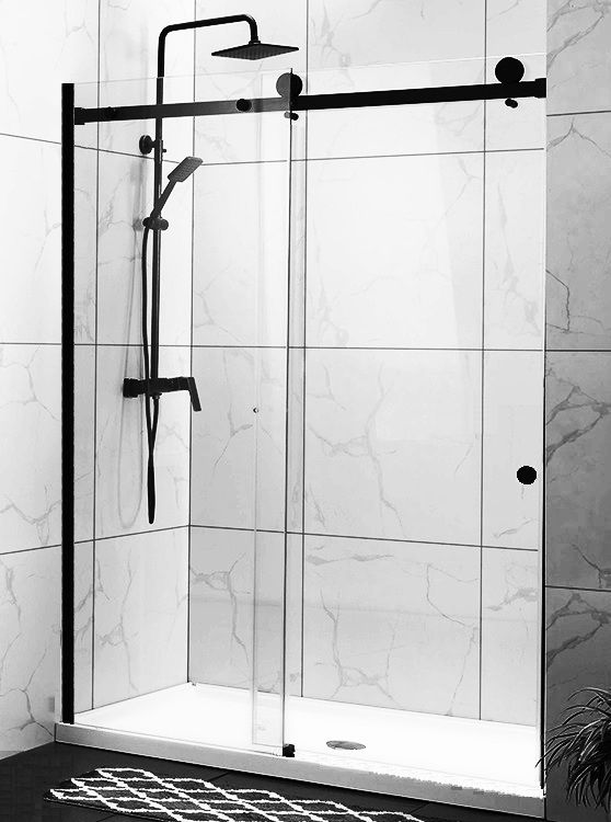 Душевая дверь Oporto Shower OS7PВ 110x190 прозрачное стекло, черный матовый