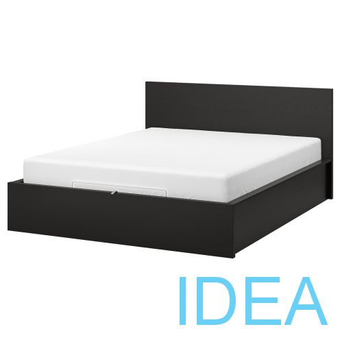 MALM МАЛЬМ MALM МАЛЬМ Кровать с подъемным механизмом, черно-коричневый, 160x200 см Кровать с подъемным механизмом 160x200 см
