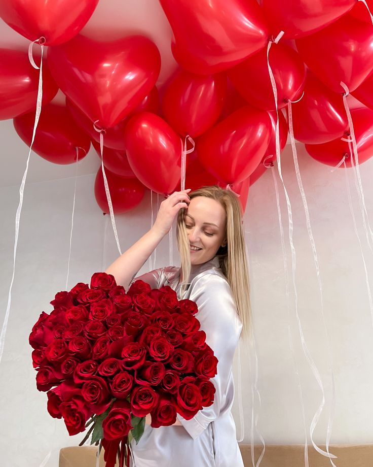 Букет из 51 красной розы "Пылкая любовь"