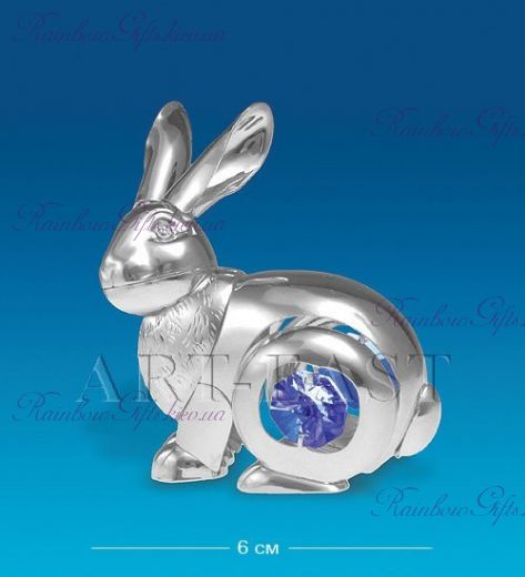 Фигурка Кролик с голубым камнем “Swarovski” серебро