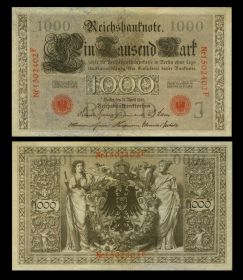 Германия - 1000 марок 1910 года. XF++