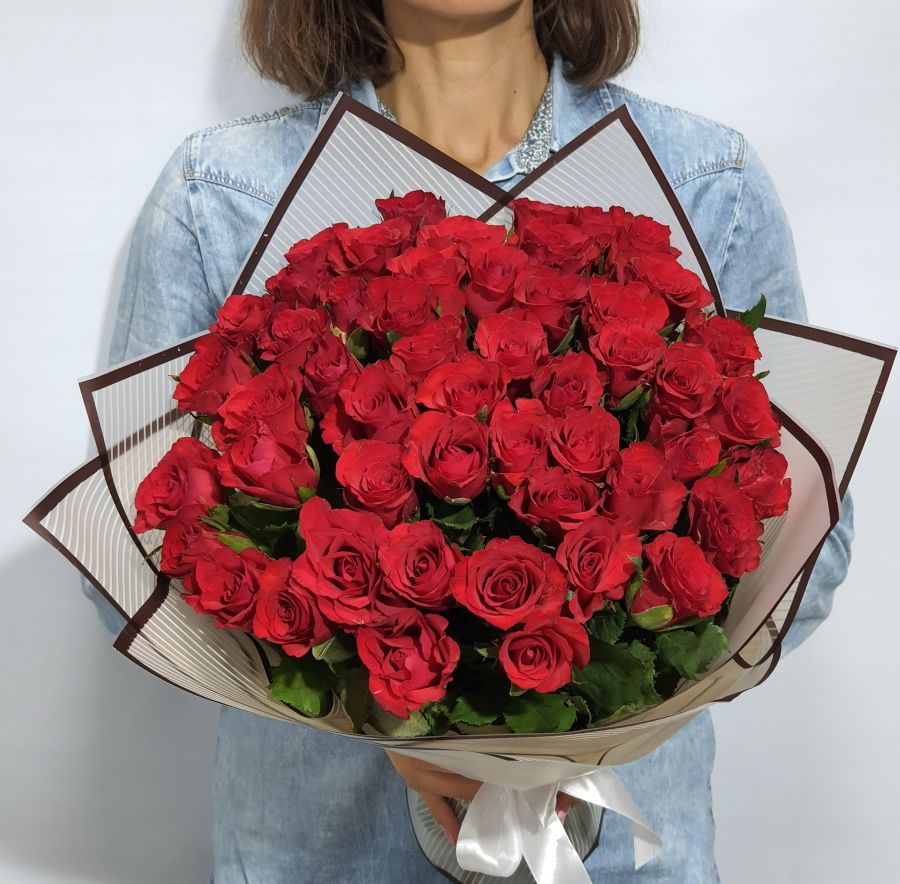 Красные розы 40см