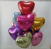 11 фольгированных шаров "Сердце" микс