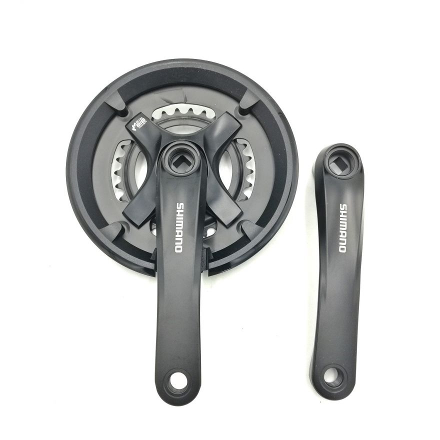 Комплект шатунов SHIMANO FC-TY501-2, 46/30зуба, 2х6,7,8 скор.,170 мм, под квадрат, с пластиковой защитой, алюминий