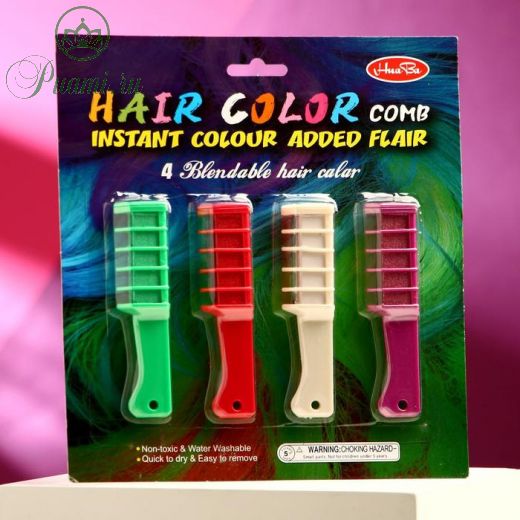 Мелки для волос с насадкой, набор 4 цвета