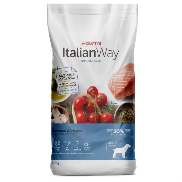 Сухой корм для собак средних пород Italian Way гипоаллергенный с лососем и сельдью