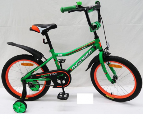 Велосипед 12" AVENGER SUPER STAR зеленый/черный