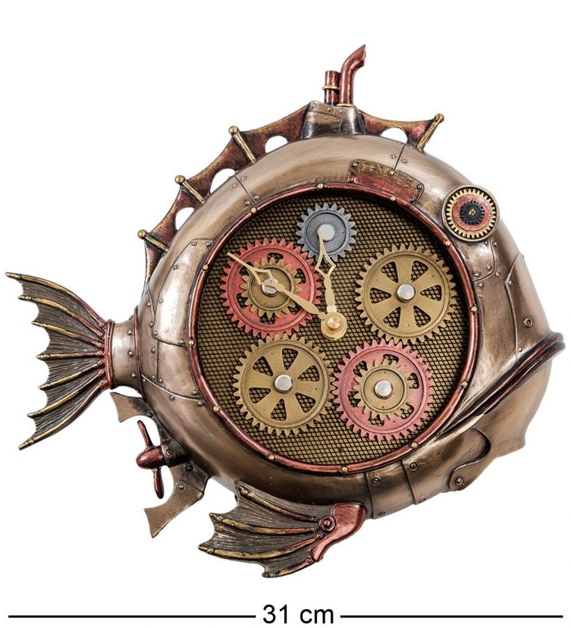 Статуэтка-часы в стиле Стимпанк «Рыба» 31x6 см, h=29 см (WS-907)