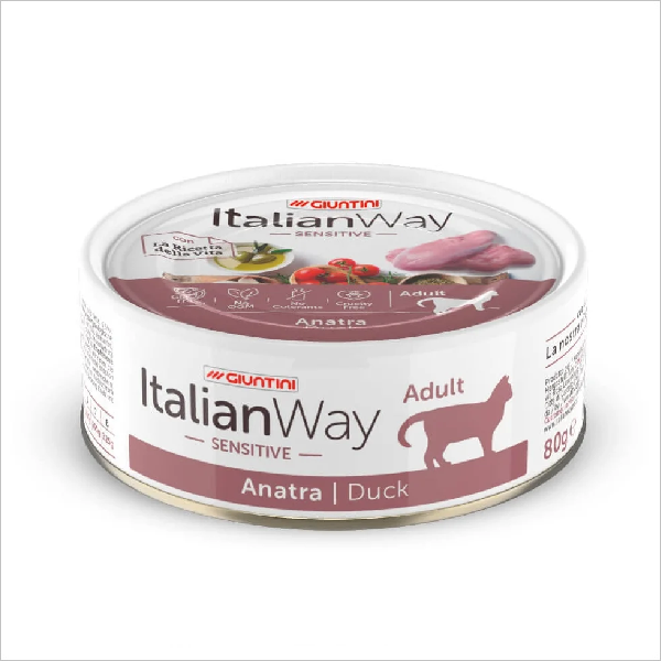 Влажный корм для кошек Italian Way при чувствительном пищеварении с уткой 80 гр