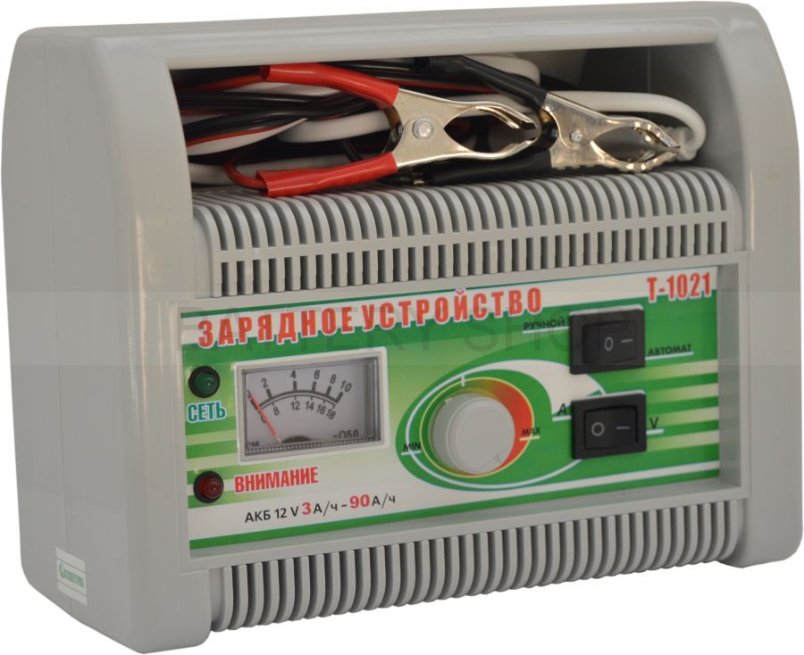 Зарядное устройство АВТОЭЛЕКТРИКА Т-1021 (12В: 0,1-7,5А) автомат/ручная регулир., стрелочная индик. (фонарик)