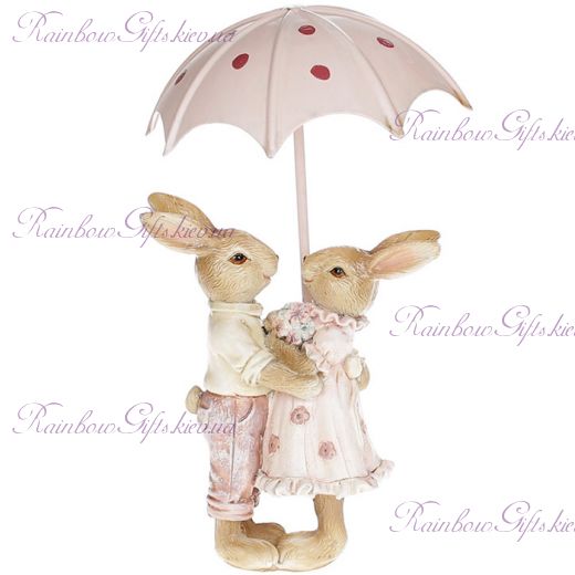 Фигурка "Влюбленные кролики под зонтом"