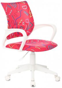 Детское компьютерное кресло Бюрократ KD-W4/STICK-PINK, белый пластик, цвет малиновый с рисунком