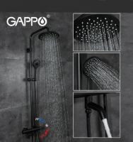 Черная душевая система с термостатом Gappo G2490-6