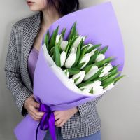 Букет белых тюльпанов (от 15 шт.)